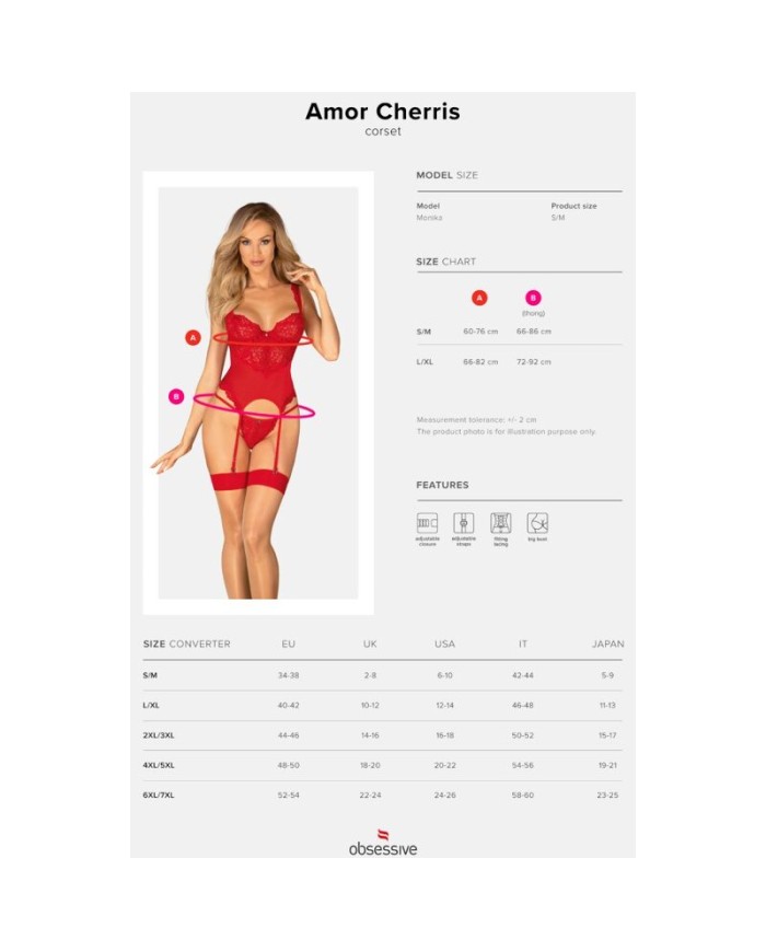 OBSESSIVE - AMOR CHERRIS CORSET & TANGA  S/M