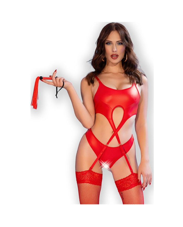 CHILIROSE - CR 4625 SET CUATRO PIEZAS CROTCHLESS ROJO S