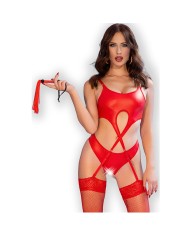 CHILIROSE - CR 4625 SET CUATRO PIEZAS CROTCHLESS ROJO M