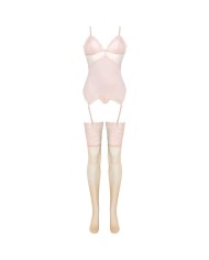 LIVCO CORSETTI FASHION - PERSINNE PEACH SET CORSET + PANTY + MEDIAS L/XL