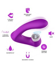 ARMONY - SECRETKISS ESTIMULADOR CON LENGUA CLITORIS & VIBRADOR CURVO VIOLETA