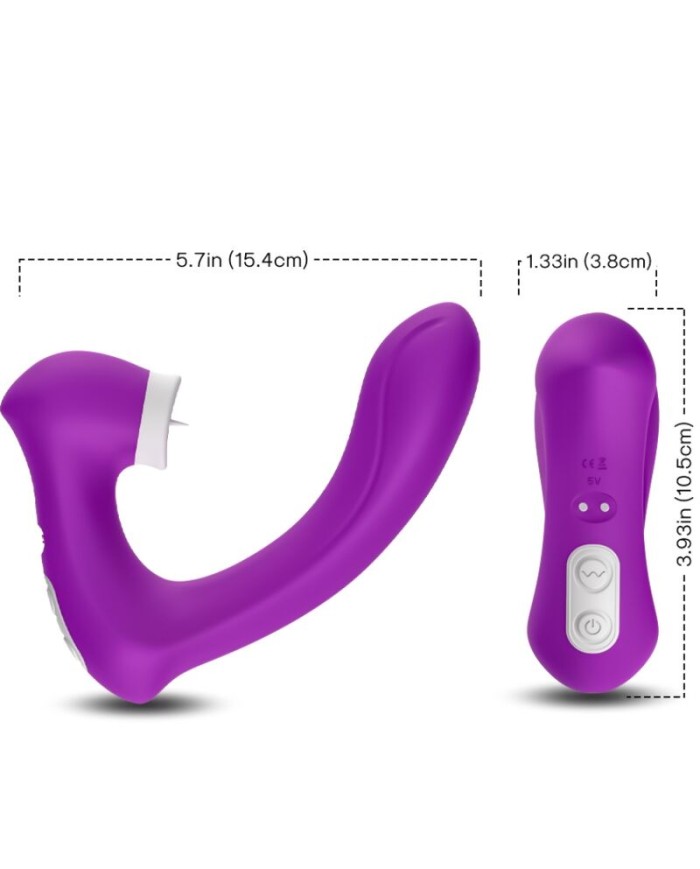 ARMONY - SECRETKISS ESTIMULADOR CON LENGUA CLITORIS & VIBRADOR CURVO VIOLETA