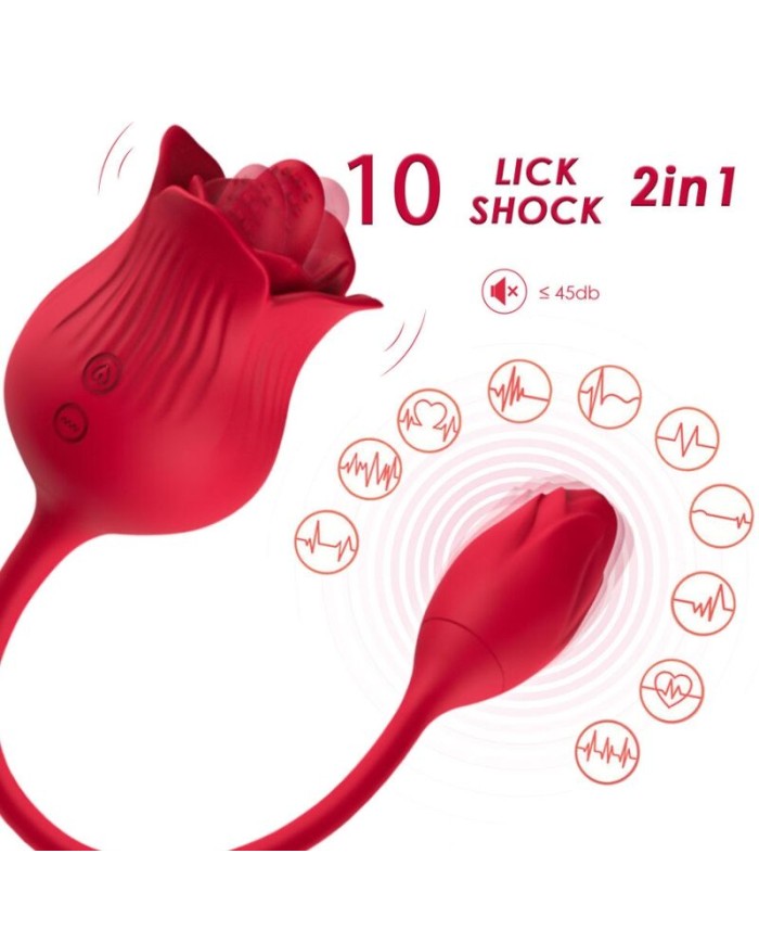 ARMONY - ROSA VIBRADOR ESTIMULADOR CLÍTORIS CON COLA 10 MODOS ROJO