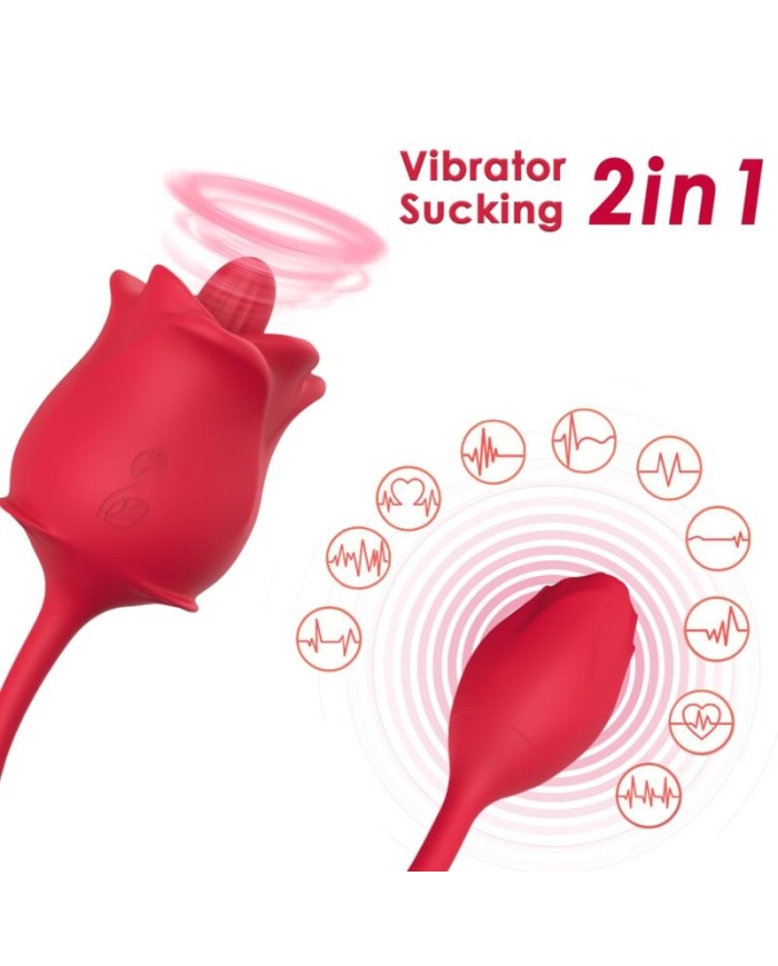 ARMONY - ROSA 2 EN 1 ESTIMULADOR SUCCIÓN & VIBRADOR 10 MODOS CON COLA ROJO